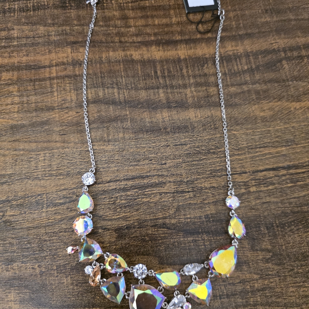 Multicolor Crystal Teardrop Statement Necklace - image 3